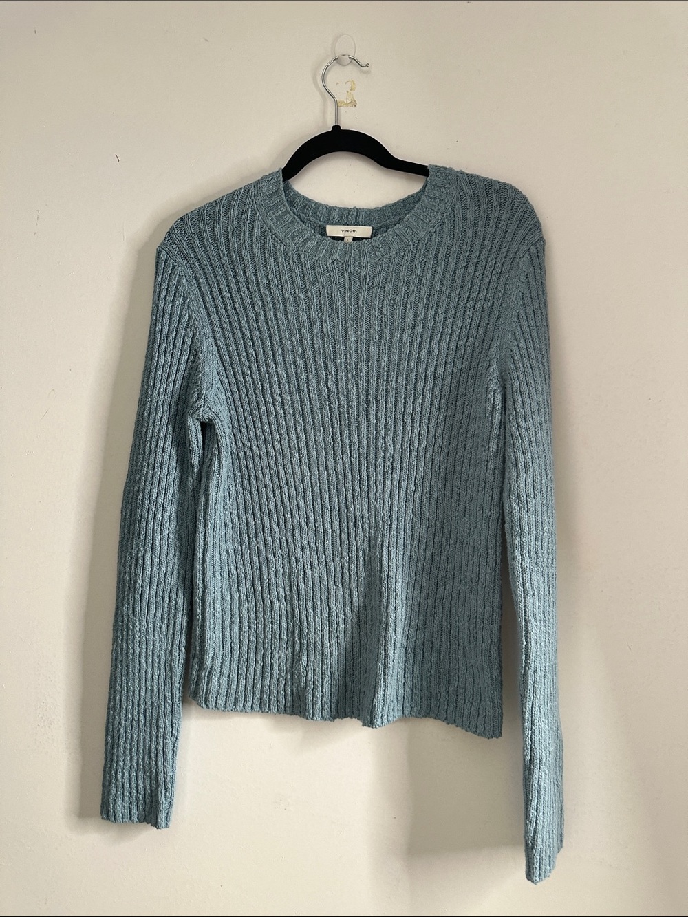 Vince cotton linen Light Blue Ribbed Crewneck Sweater size L